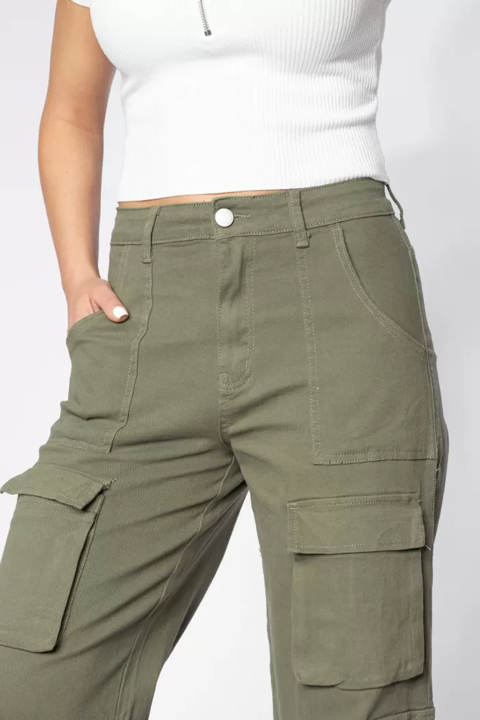 Blugi Tip Cargo Dama Miki Khaki #A642