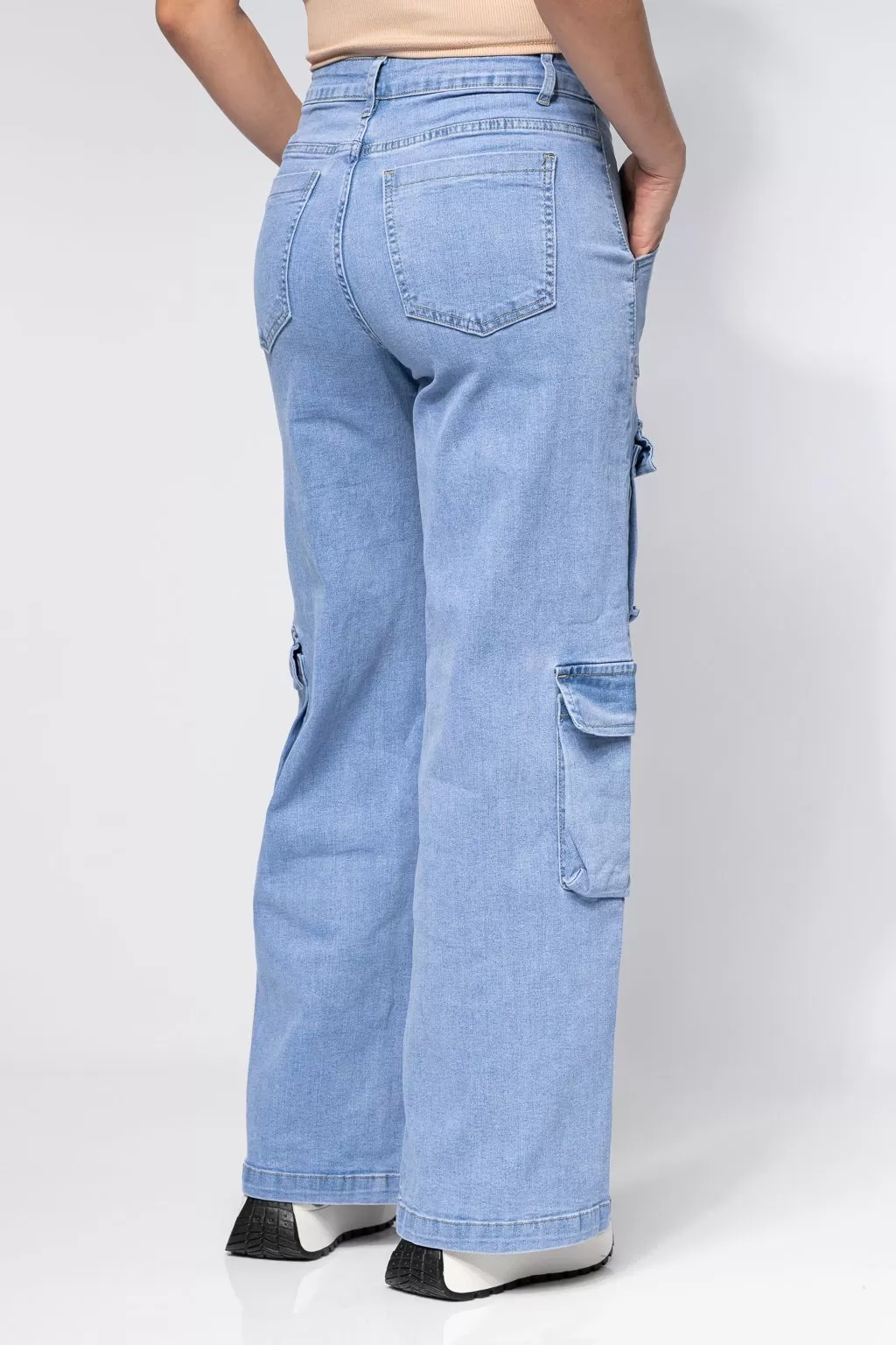 Pantaloni Tip Cargo Evazati Dama Rina Albastri #A644
