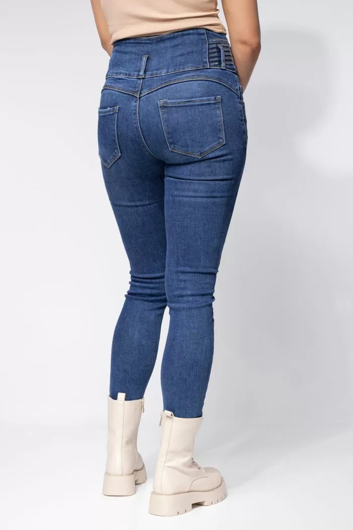 Blugi Skinny cu PushUp Dama Victoria Albastri #A658