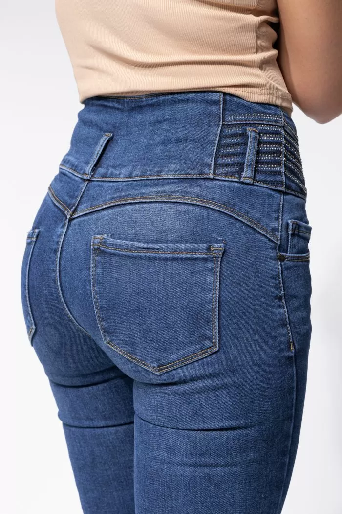 Blugi Skinny cu PushUp Dama Victoria Albastri #A658