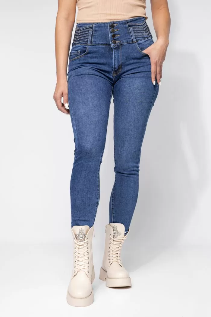 Blugi Skinny cu PushUp Dama Victoria Albastri #A658