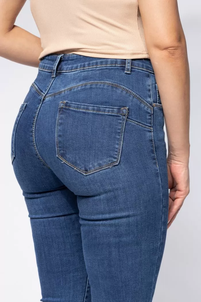 Blugi Skinny cu PushUp Vatuiti Dama Amira Albastri #A662