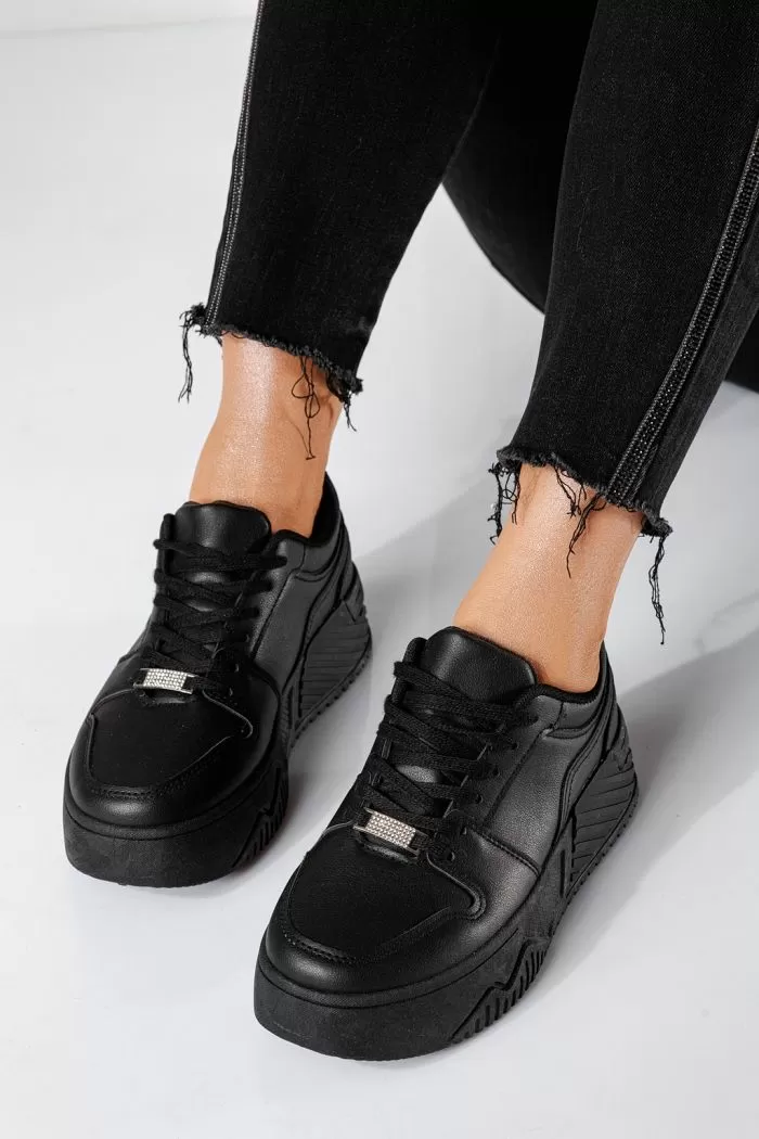 Adidasi dama negri din piele ecologica Carla #20686