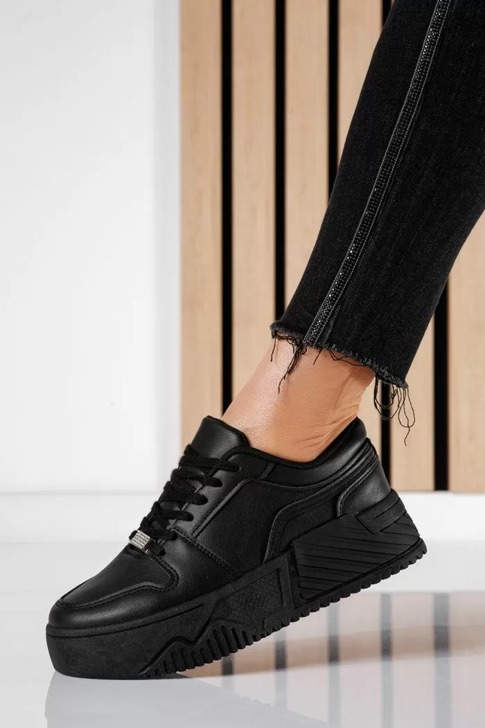 Adidasi dama negri din piele ecologica Carla #20686