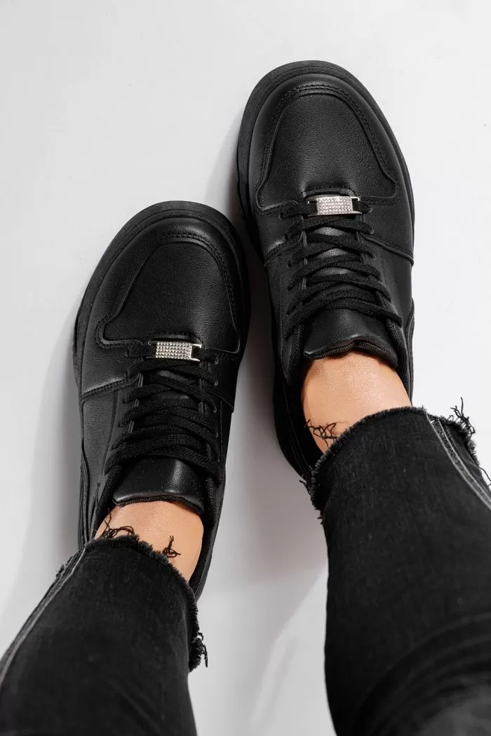 Adidasi dama negri din piele ecologica Carla #20686
