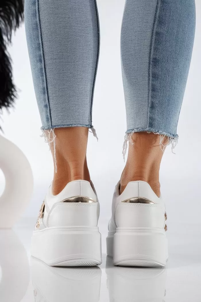 Adidasi dama albi din piele ecologica Iris #20698