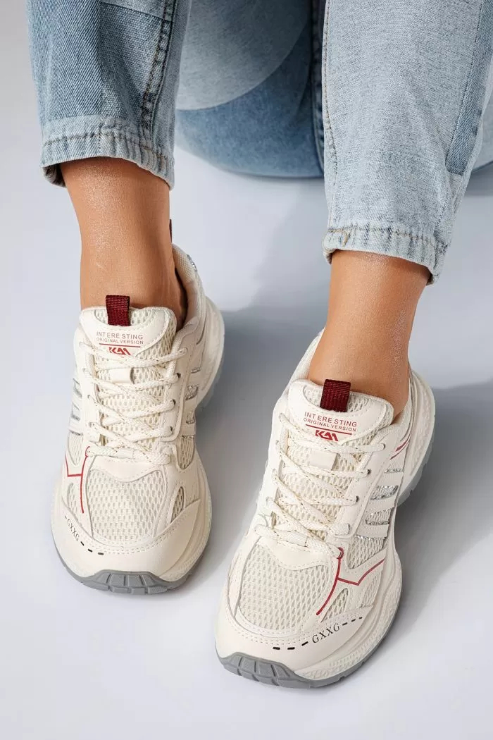 Sara Női Sportcipő Piros Textil Anyagból #20726