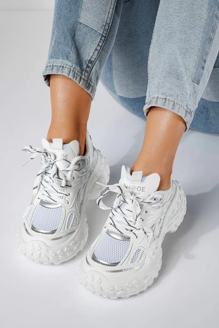 Adidasi dama albi din material textil Cezara #20730