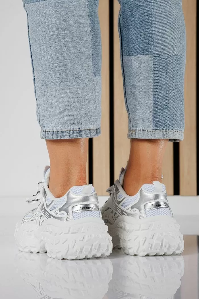 Adidasi dama albi din material textil Cezara #20730