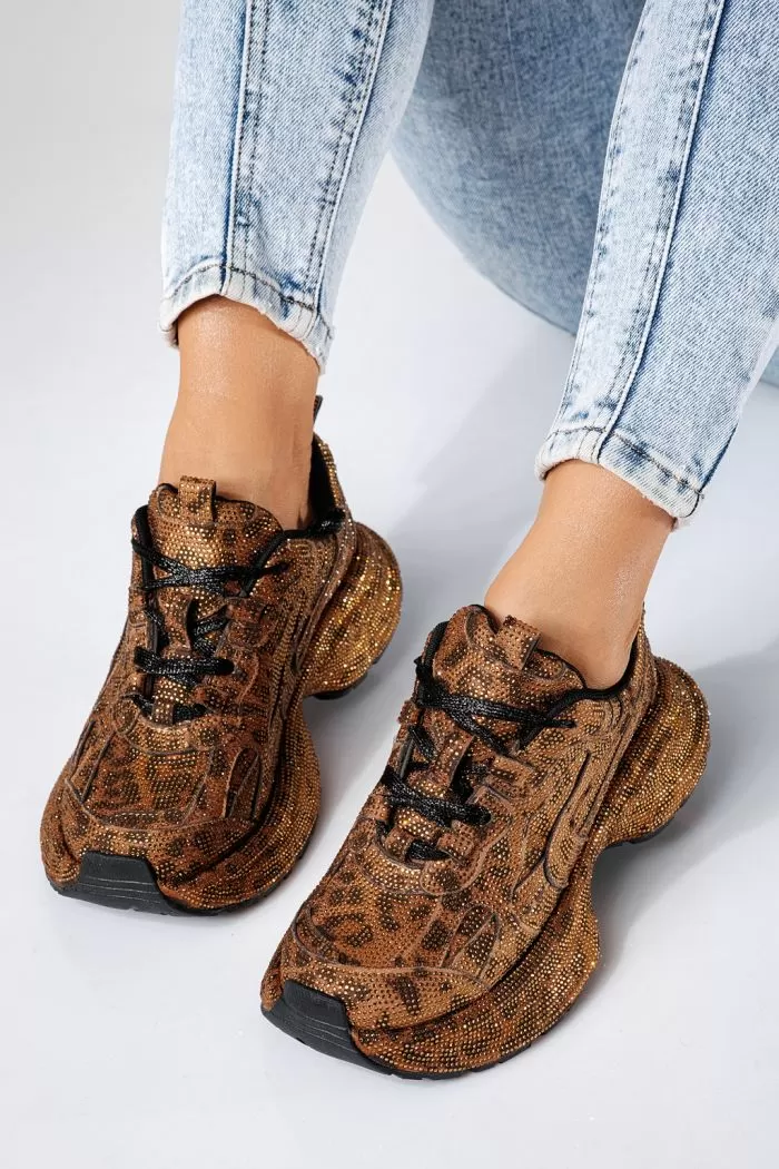 Adidasi dama leopard din piele ecologica intoarsa Bia #20743