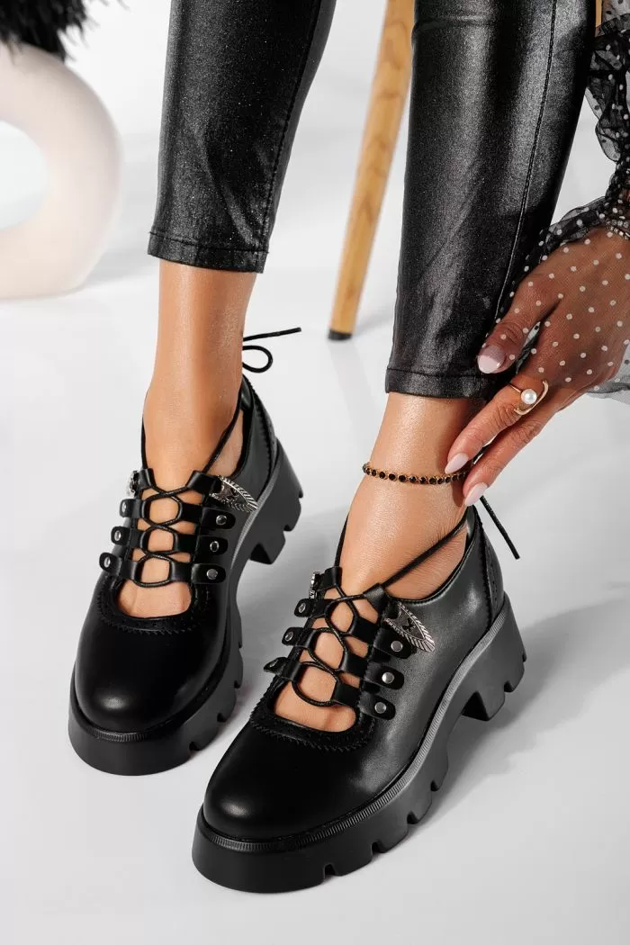 Pantofi casual dama negri din piele ecologica Ioana #20767