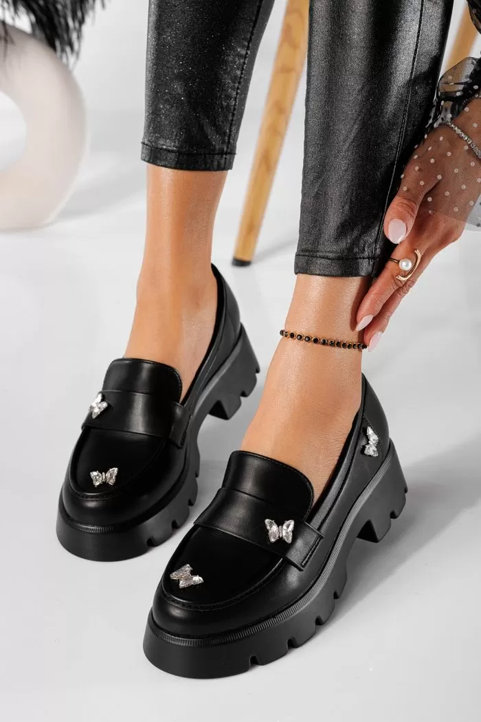 Pantofi casual dama negri din piele ecologica Ivi #20773