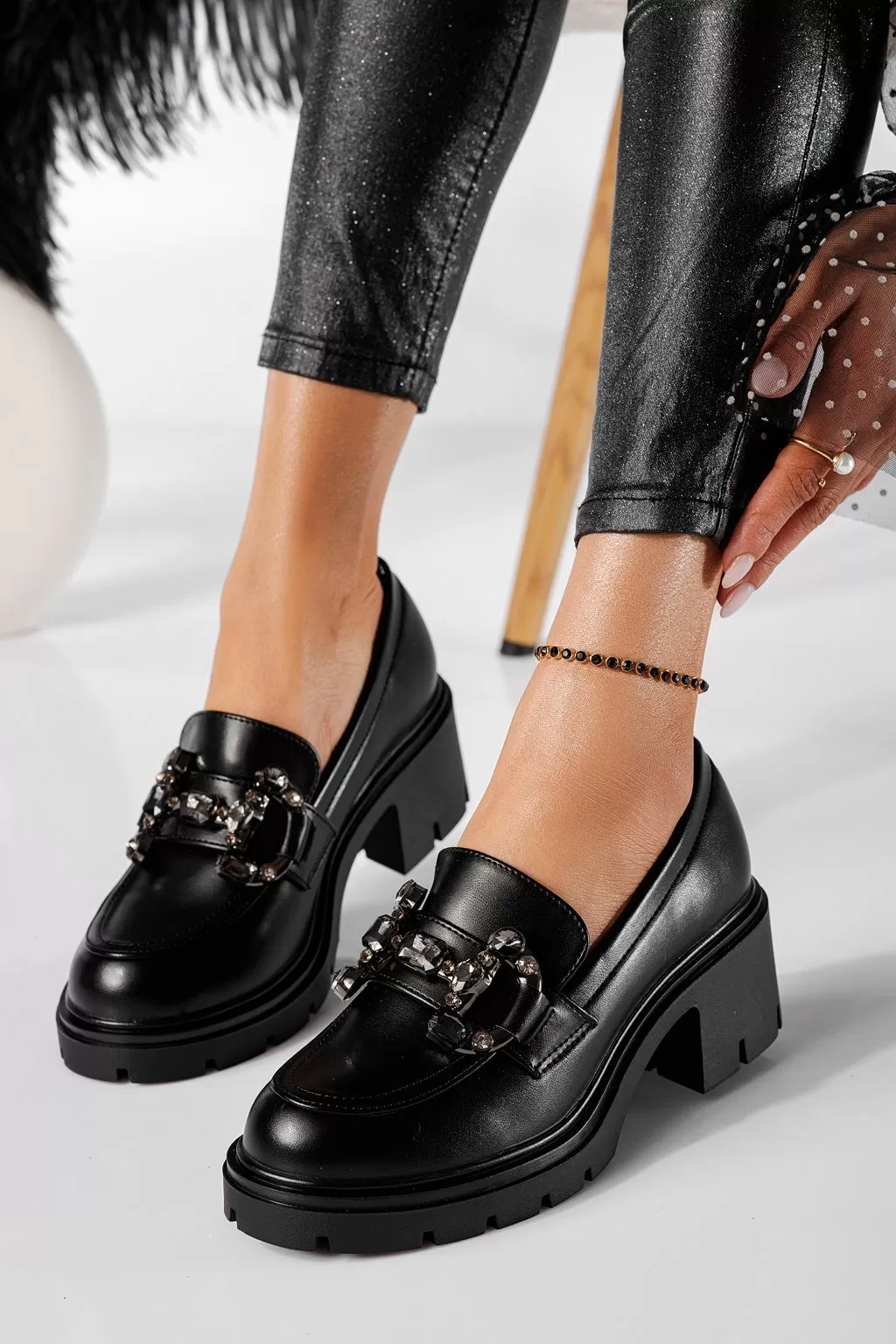 Pantofi casual dama negri din piele ecologica Helga #20774