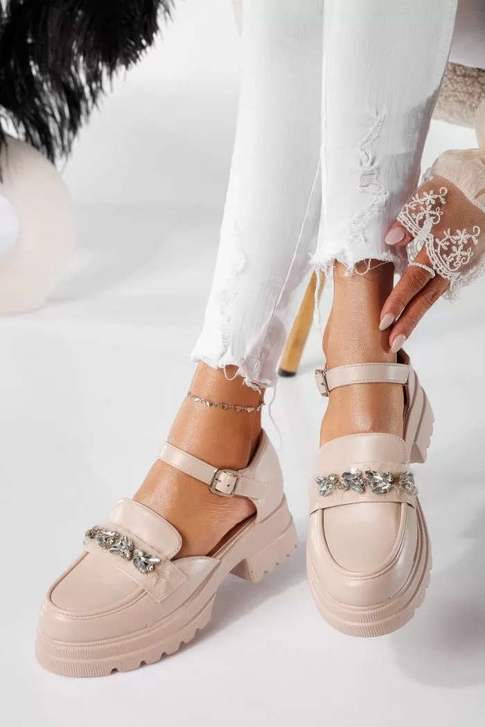 Pantofi casual dama bej din piele ecologica Lelia #20785