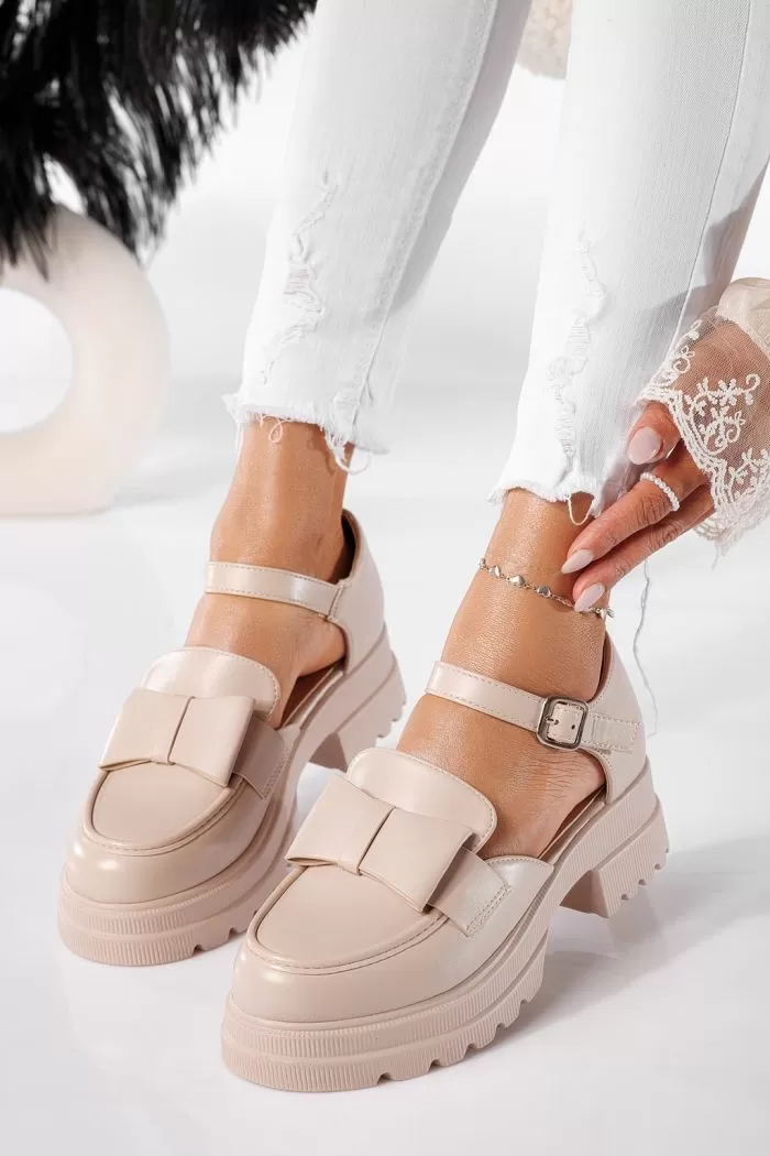 Pantofi casual dama bej din piele ecologica Livia #20788
