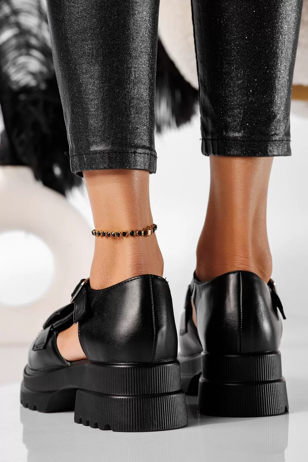 Pantofi casual dama negri din piele ecologica Livia #20789