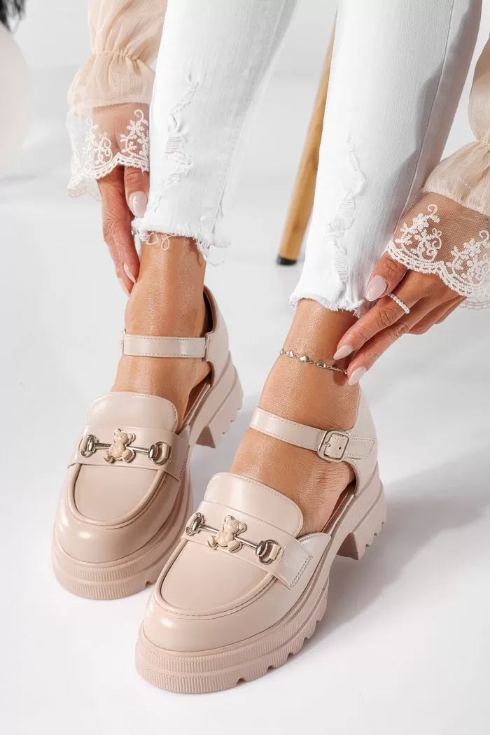 Pantofi casual dama bej din piele ecologica Marta #20791