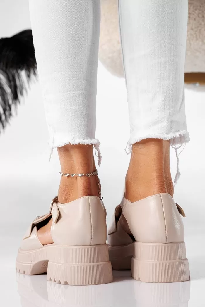 Pantofi casual dama bej din piele ecologica Marta #20791