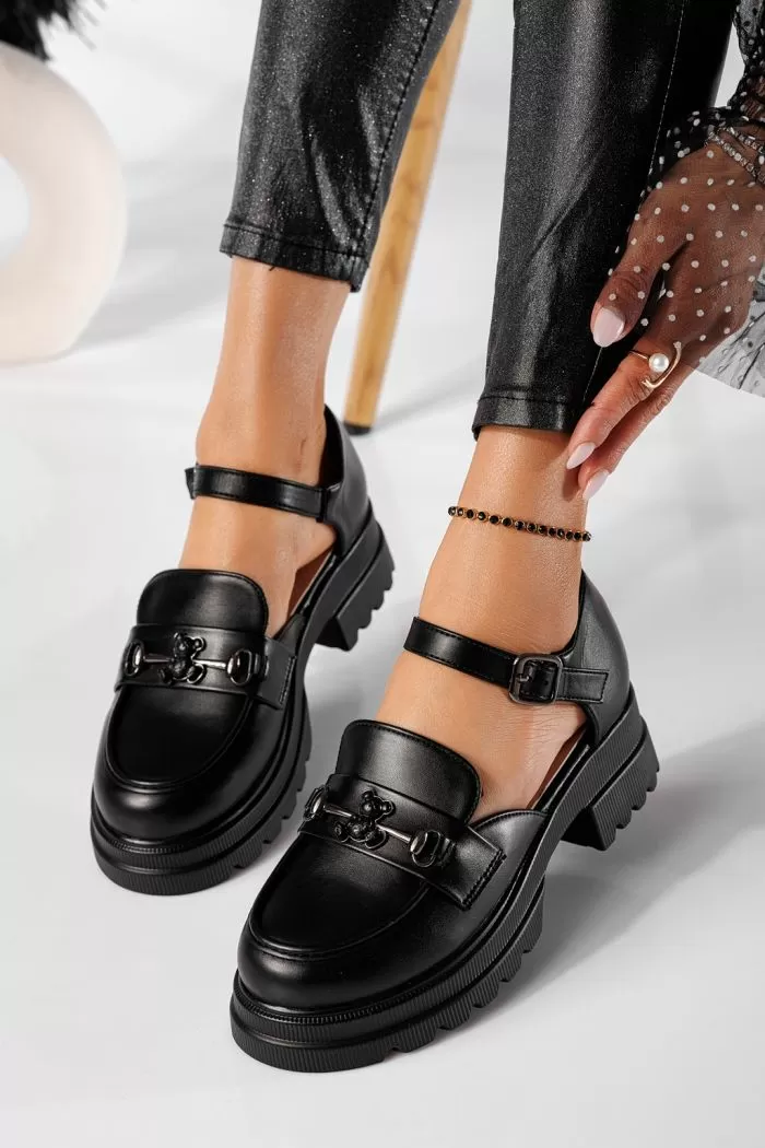 Pantofi casual dama negri din piele ecologica Marta #20792