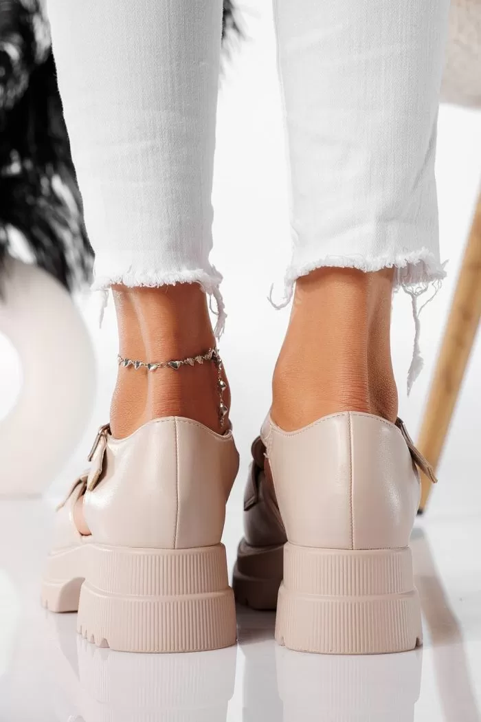 Pantofi casual dama bej din piele ecologica Nadina #20794