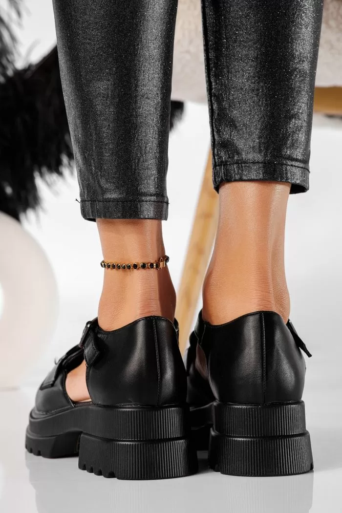 Pantofi casual dama negri din piele ecologica Nadina #20795
