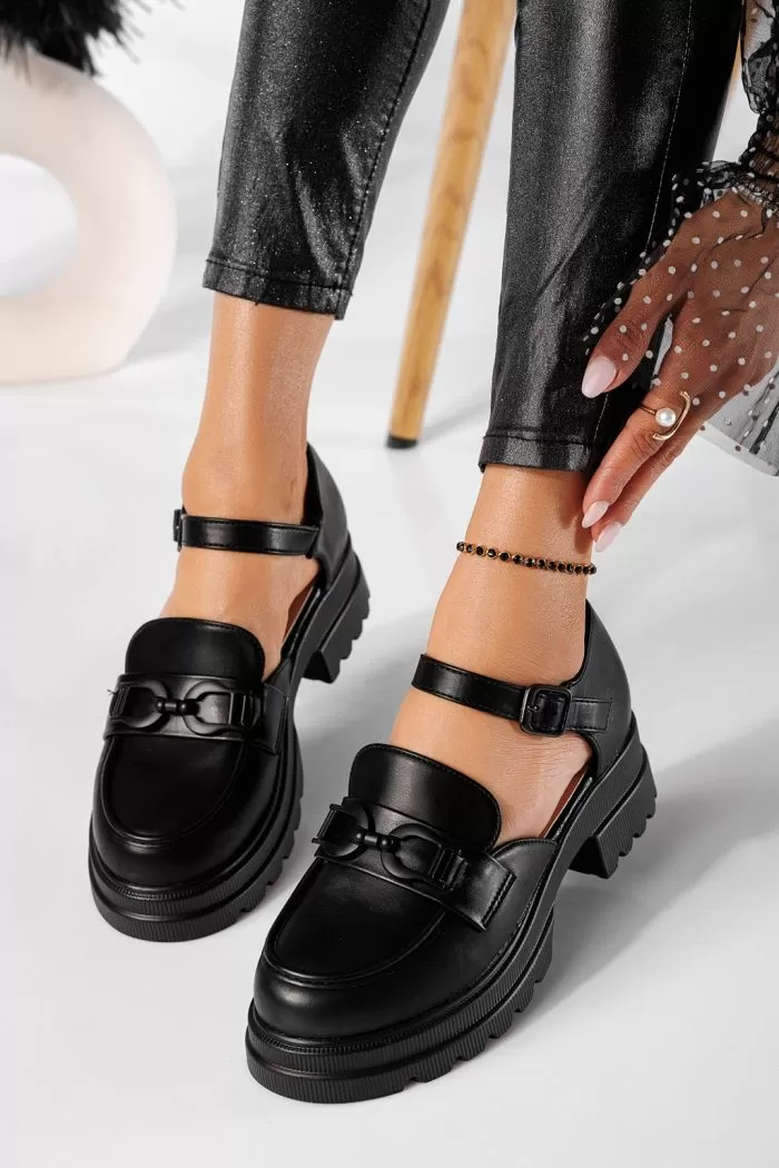 Pantofi casual dama negri din piele ecologica Nadina #20795