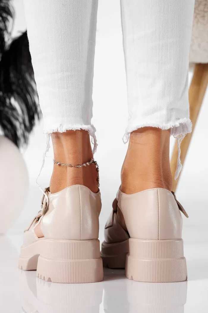 Pantofi casual dama bej din piele ecologica Naomi #20797