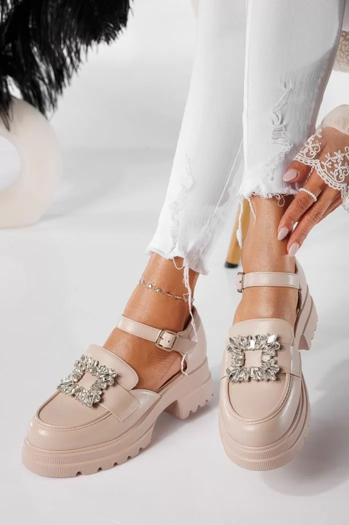 Pantofi casual dama bej din piele ecologica Naomi #20797