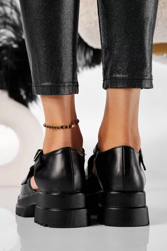 Pantofi casual dama negri din piele ecologica Naomi #20798