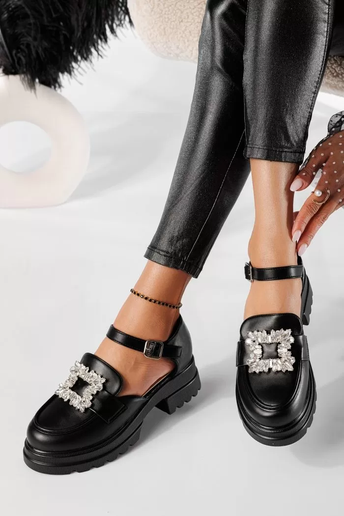 Pantofi casual dama negri din piele ecologica Naomi #20798