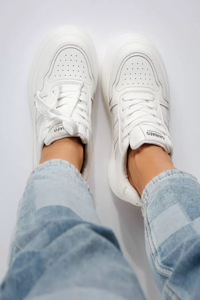 Adidasi dama cu platforma albi din piele ecologica Elaine #20831