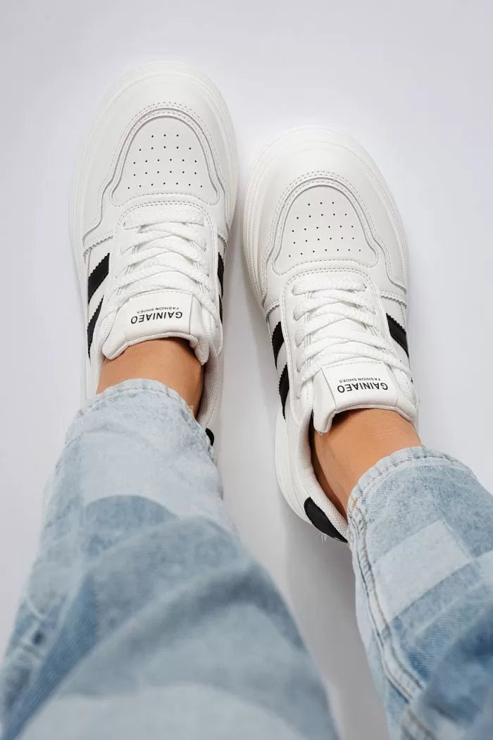 Adidasi dama cu platforma albi din piele ecologica Elaine #20832