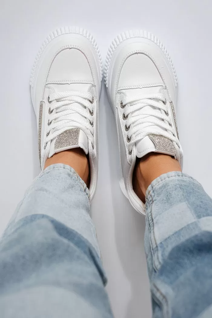 Adidasi dama cu platforma albi din piele ecologica Elvira #20833