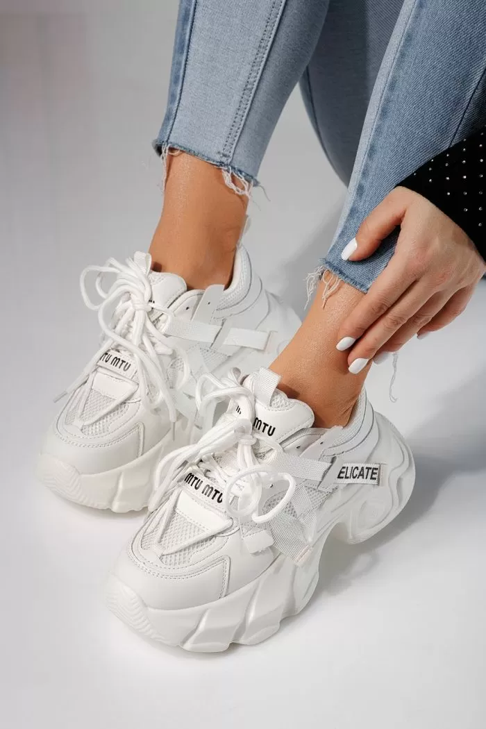 Adidasi dama albi din piele ecologica Heaven #20839