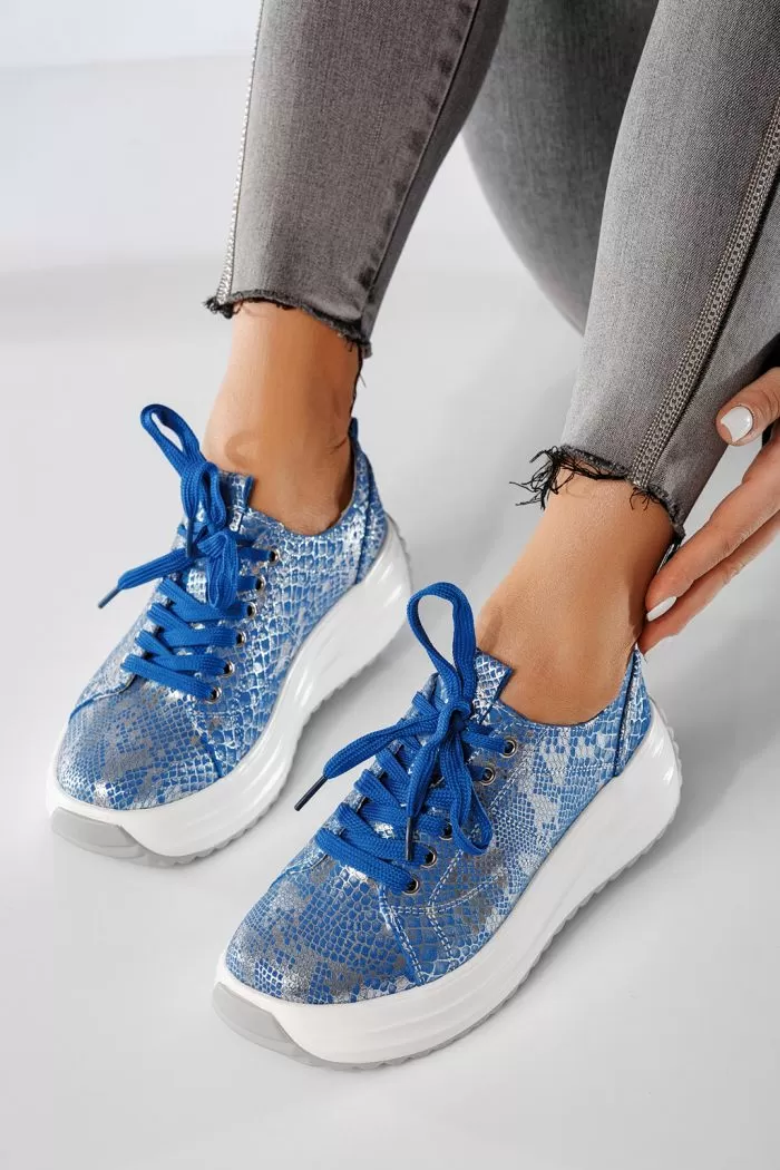 Adidasi dama albastri din piele naturala Mabel #20865