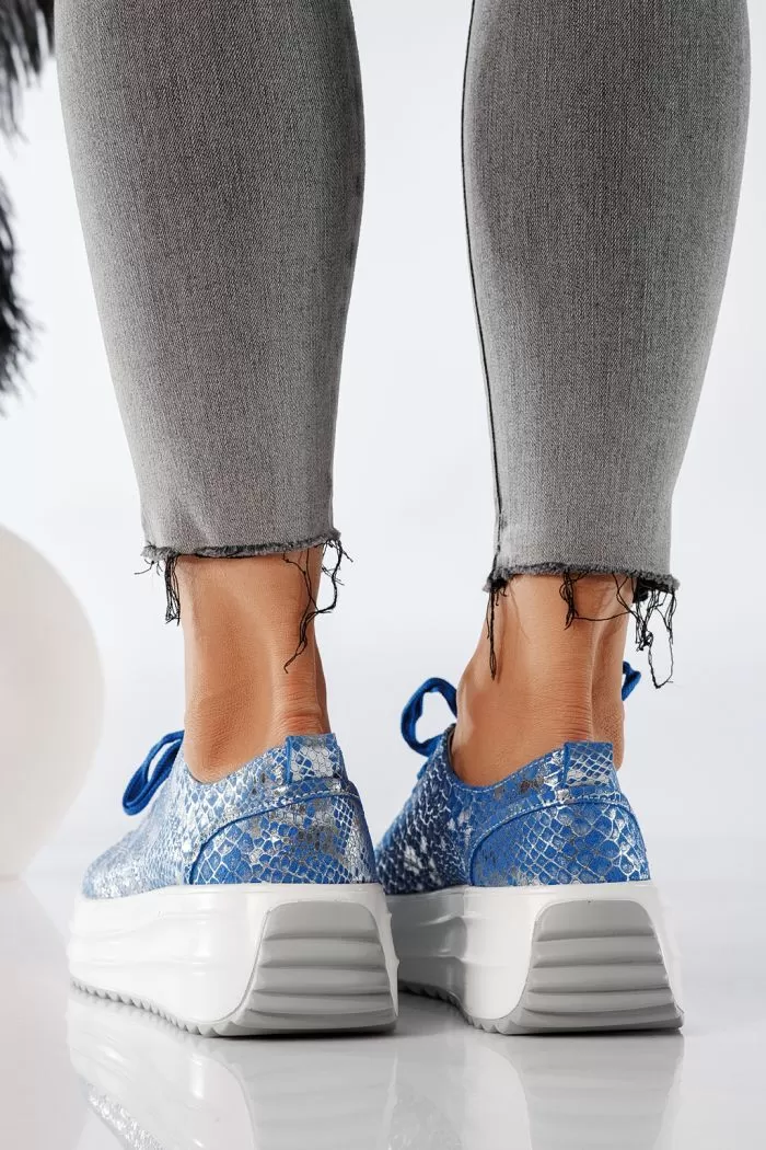Adidasi dama albastri din piele naturala Mabel #20865