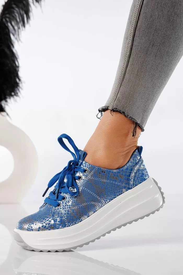 Adidasi dama albastri din piele naturala Mabel #20865