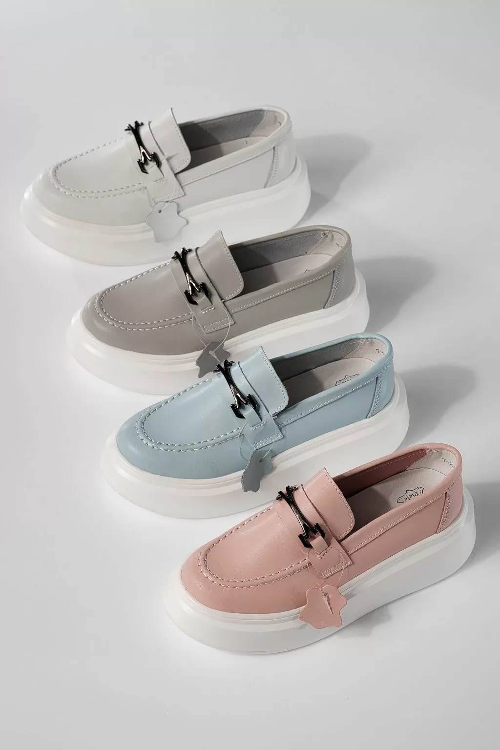 Pantofi casual dama albi din piele naturala Mai #20867