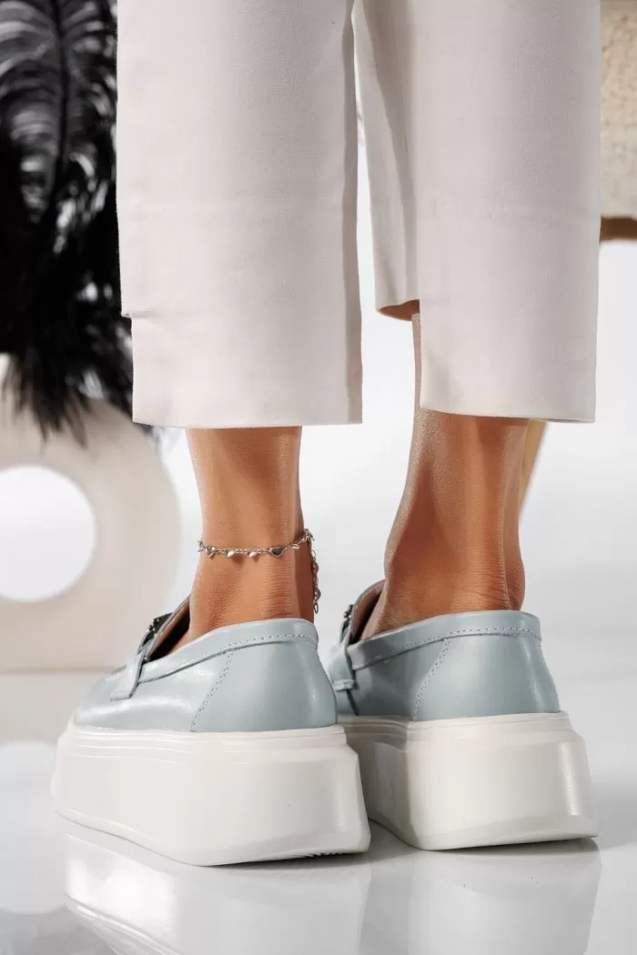 Pantofi casual dama albastri din piele naturala Mai #20870