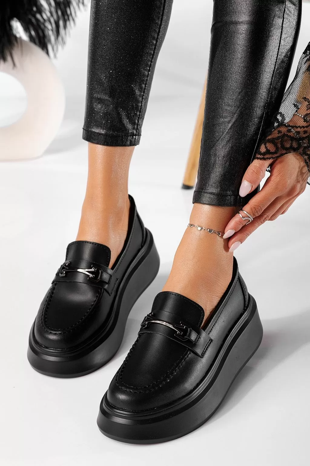 Pantofi casual dama negri din piele naturala Mai #20871