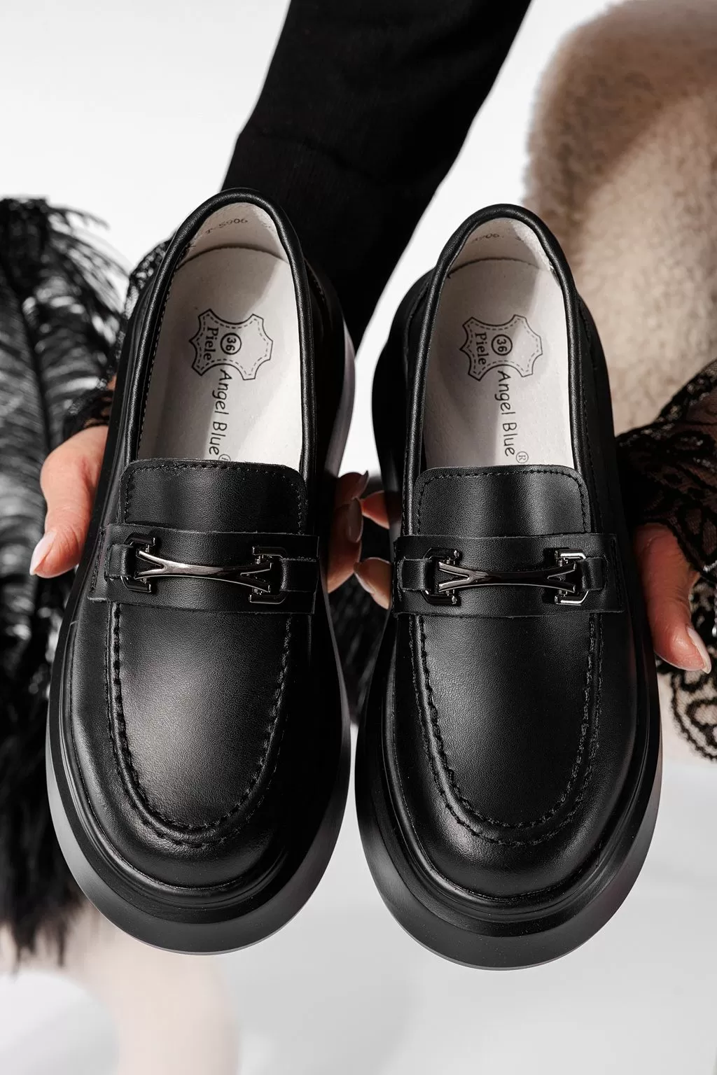 Pantofi casual dama negri din piele naturala Mai #20871