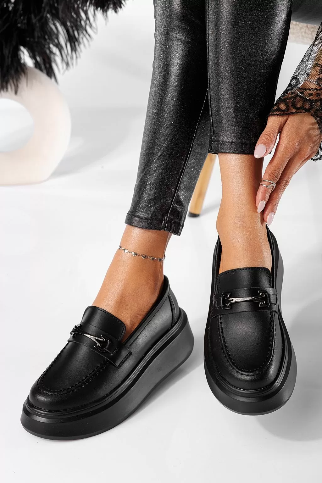 Pantofi casual dama negri din piele naturala Mai #20871