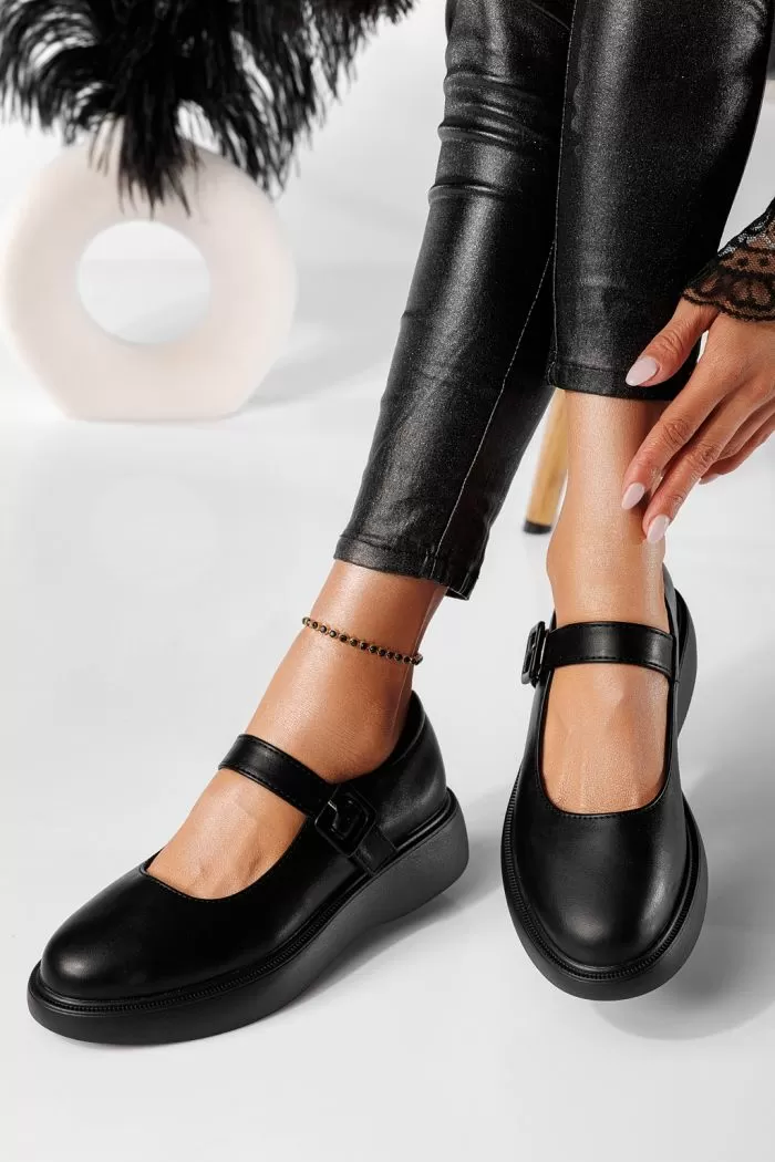 Pantofi casual dama negri din piele ecologica Ruby #20885