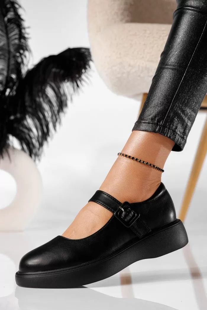 Pantofi casual dama negri din piele ecologica Ruby #20885