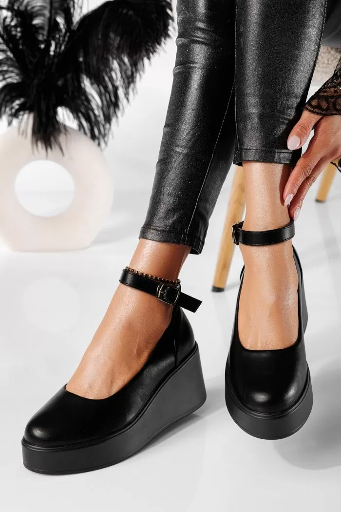 Pantofi casual dama negri din piele ecologica Selena #20888
