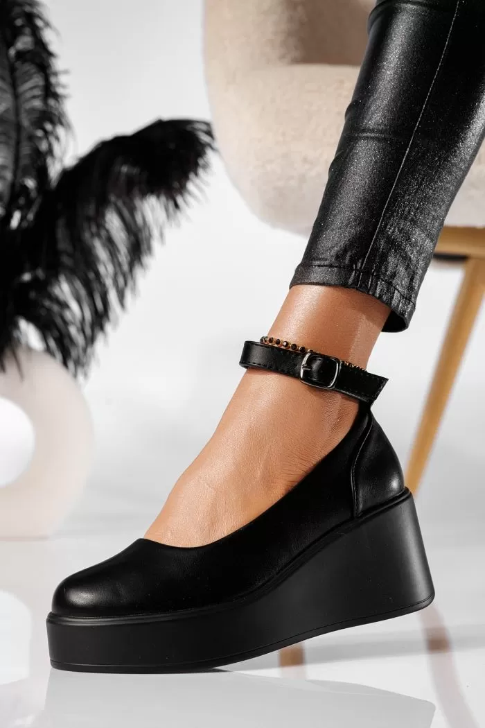 Pantofi casual dama negri din piele ecologica Selena #20888