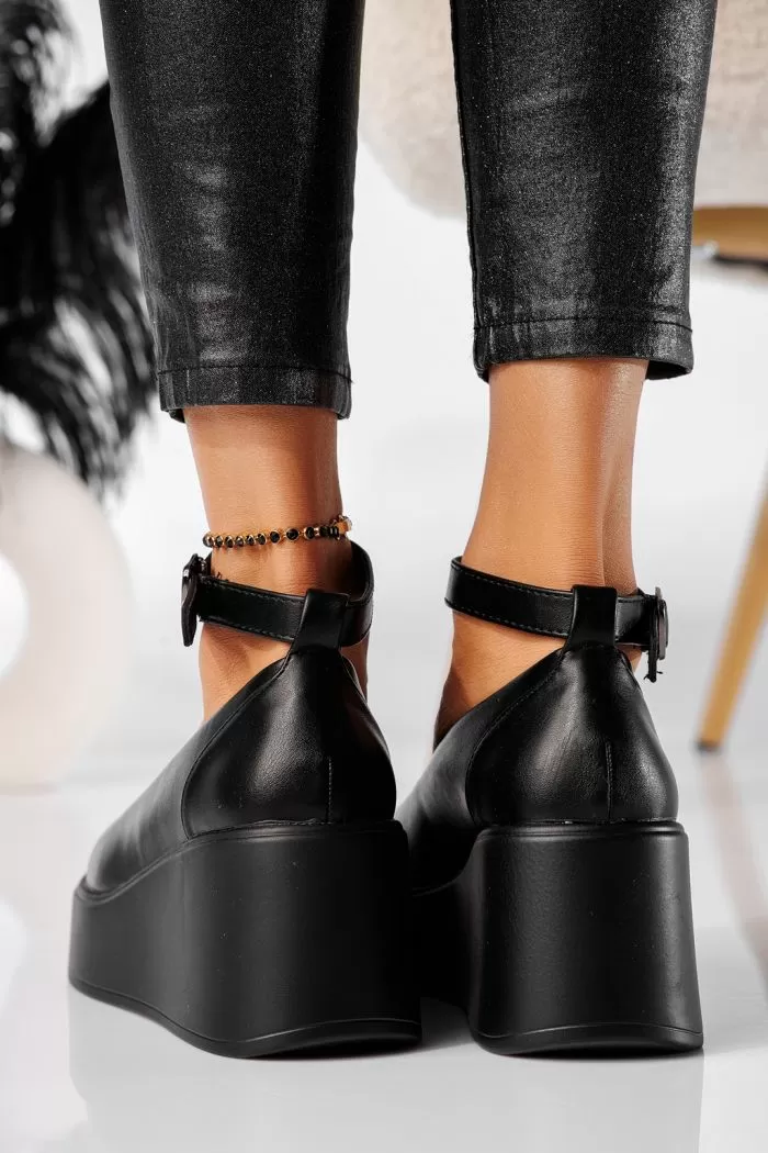 Pantofi casual dama negri din piele ecologica Selena #20888