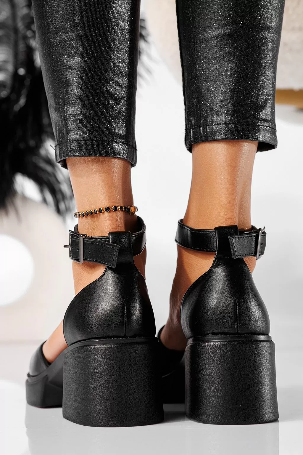 Pantofi casual dama negri din piele ecologica Tessa #20891