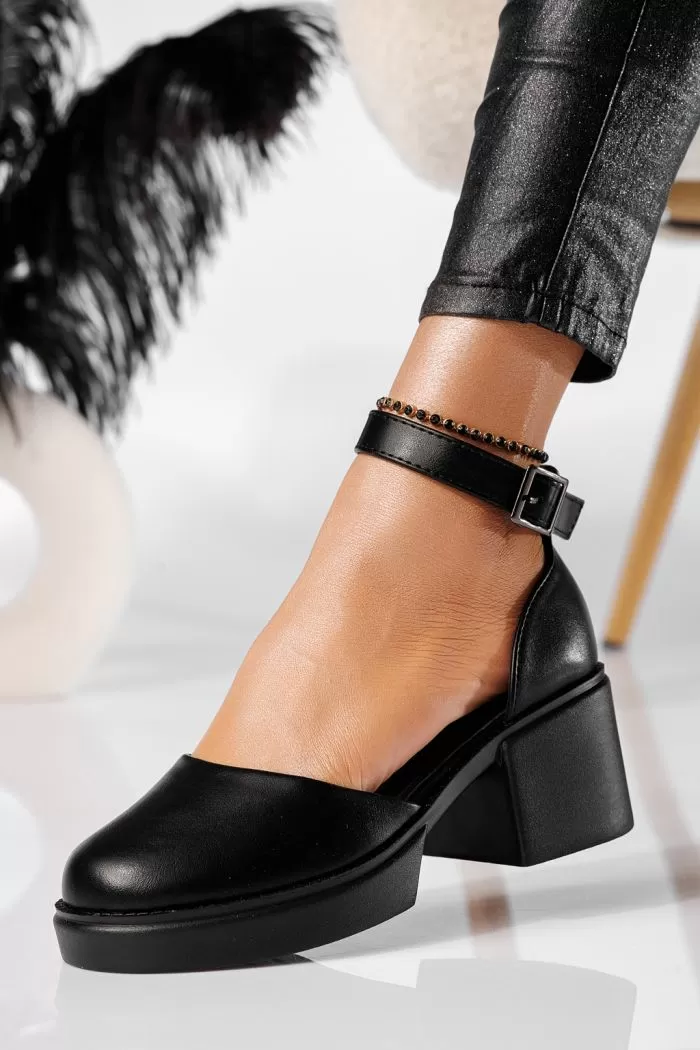 Pantofi casual dama negri din piele ecologica Tessa #20891