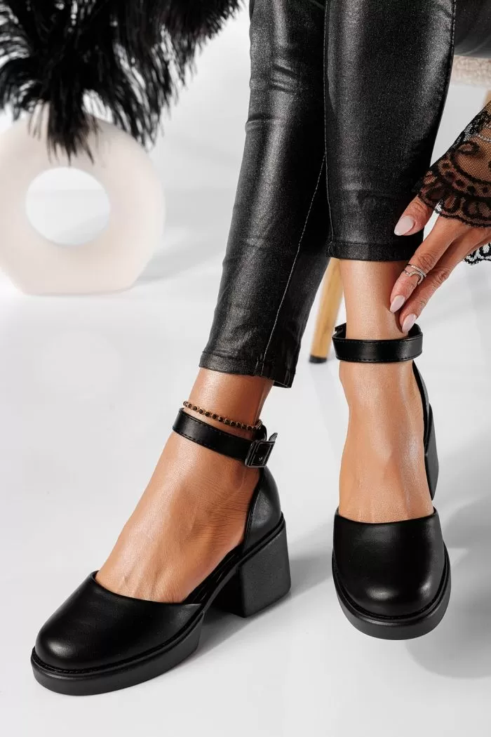 Pantofi casual dama negri din piele ecologica Tessa #20891